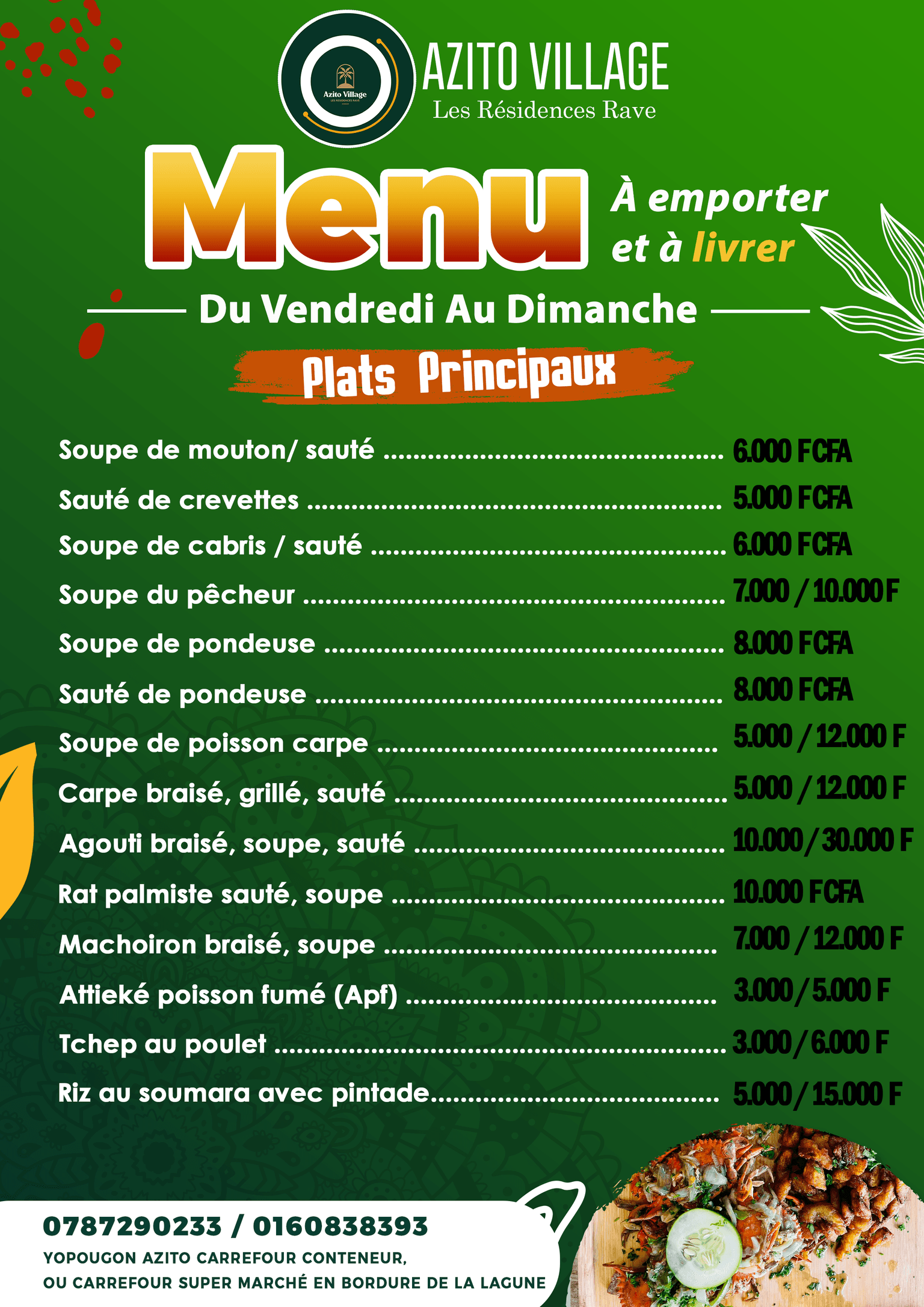 Menu RAVE Résidence